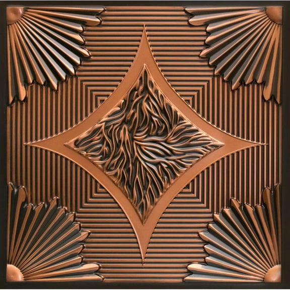201 - Sunset Boulevard 2 ft. x 2 ft. PVC Glue-up or Lay in Ceiling Tile in Antique Copper (40 sq.ft / Pack) - 10 Pieces