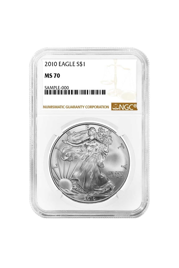 2010 $1 American Silver Eagle NGC MS70 Brown Label