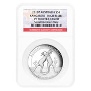 2010 1 oz Proof Silver Australian Kangaroo High Relief Perth Mint NGC PF 70 UCAM