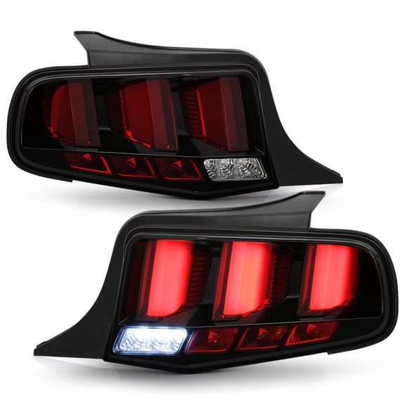 2010-2012 Ford Mustang Red Tube LED Sequential Black Tail Lights Brake Lamps Set