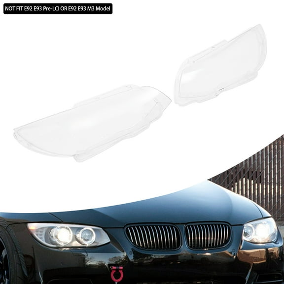 2010-2013 BMW 3 Series E92/E93 Headlight Lens Covers, Clear PC, UV Coated, and Protective, Direct Replacement for E92 Coupe & E93 Convertible