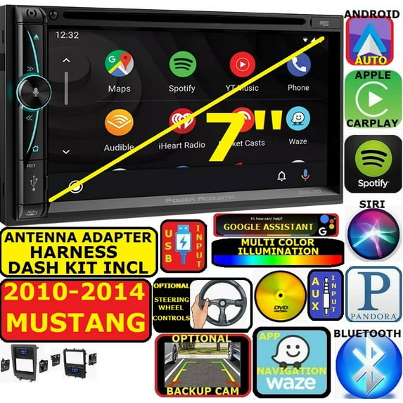 2010-2014 MUSTANG NAV BLUETOOTH CD/DVD CARPLAY ANDROID AUTO CAR RADIO STEREO