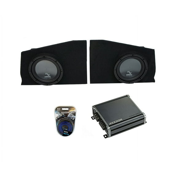 2010-2015 Chevy Camaro Coupe Rear Side Harmony R104 Dual 10" Sub Box & CXA400.1