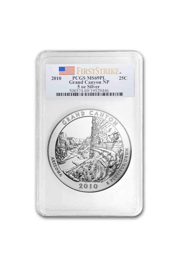 2010 5 oz Silver ATB Grand Canyon MS-69 PL PCGS
