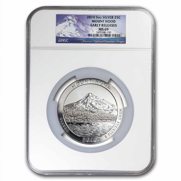 2010 5 oz Silver ATB Mount Hood MS-69 Early Release NGC