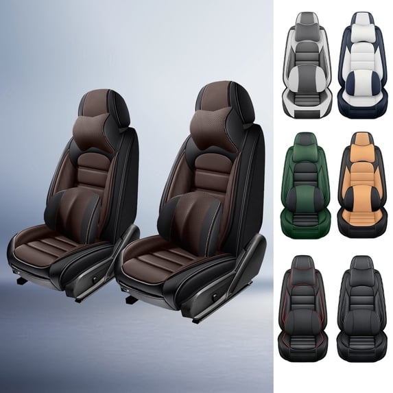 2010 Car Seat Cover for TOYOTA MATRIX , Premium Leather Two-piece set With a Headrest and Lumbar Support Waterproof, Black and Brown Car Seat Covers, Beautify the Interior of Old Cars