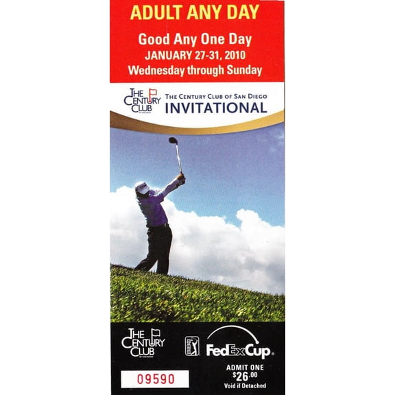 2010 Century Club Invitational Torrey Pines golf ticket (Ben Crane wins)