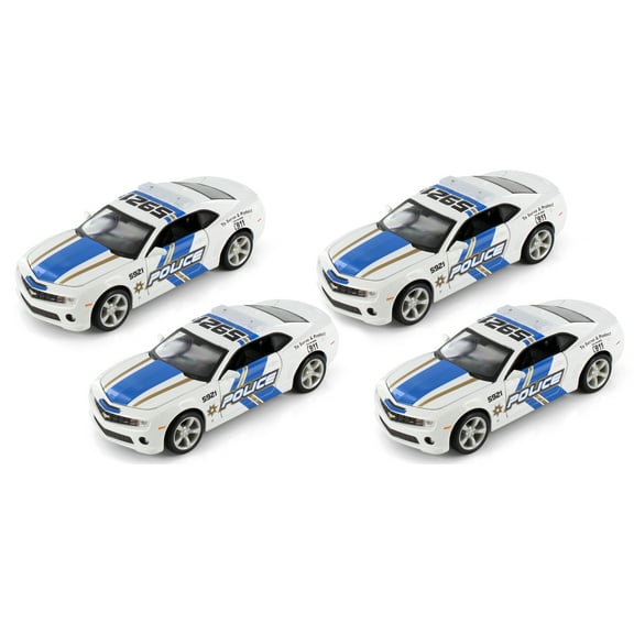 2010 Chevy Camaro SS RS Police, White, Showcasts 37208 - 1/24 Scale Set of 4 Diecast Model Toy Cars