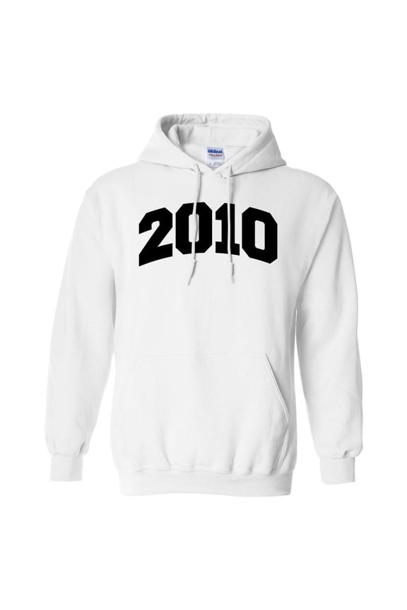 2010 College Style Hoodie Sweatshirt Unisex Large White