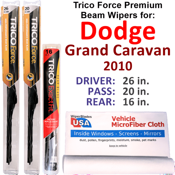 2010 Dodge Grand Caravan Performance Beam Wipers (Set of 3) w/Rear Wiper