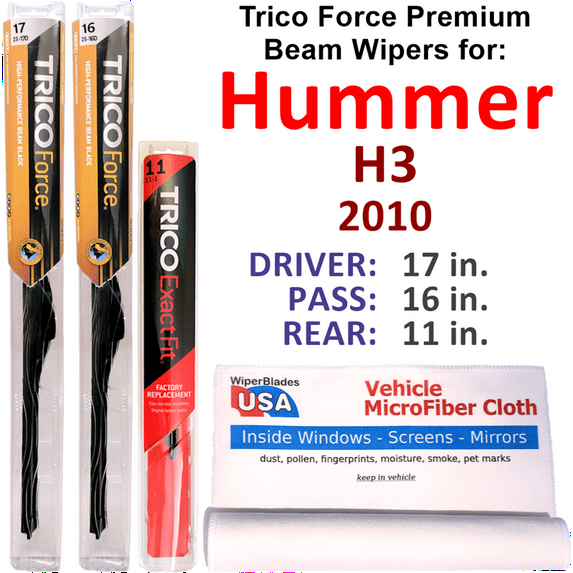 2010 Hummer H3 Performance Beam Wipers (Set of 3) w/Rear Wiper