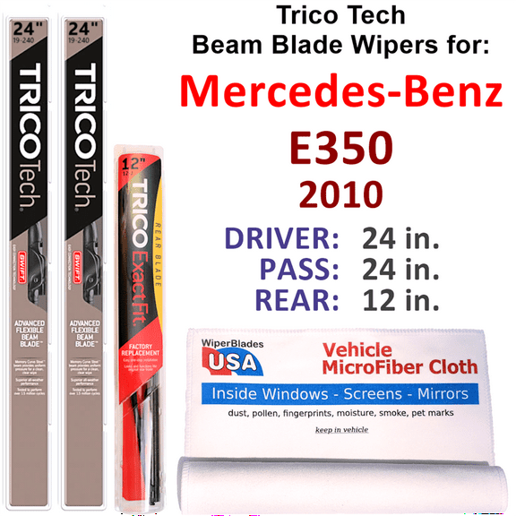 2010 Mercedes-Benz E350 Beam Blade Wipers (Set of 3) w/Rear Wiper