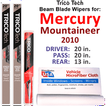 2010 Mercury Mountaineer Beam Blade Wipers (Set of 3) w/Rear Wiper