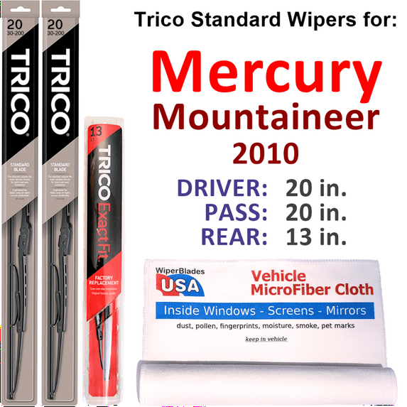 2010 Mercury Mountaineer Wiper Blades (Set of 3) w/Rear Wiper