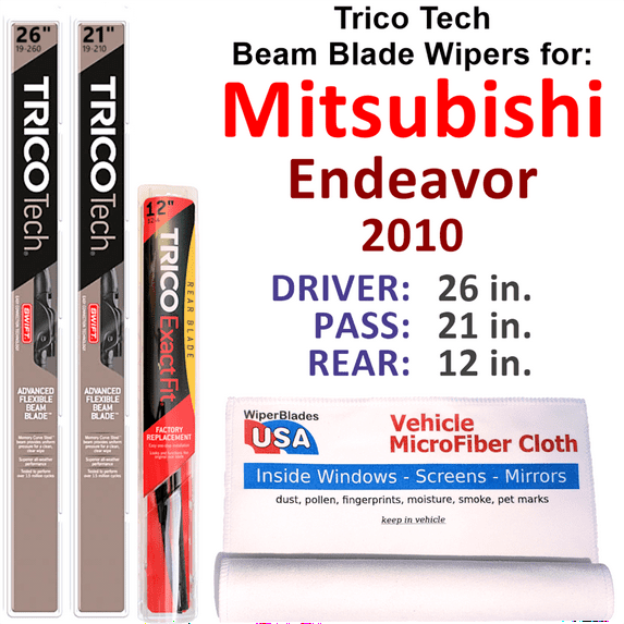 2010 Mitsubishi Endeavor Beam Blade Wipers (Set of 3) w/Rear Wiper