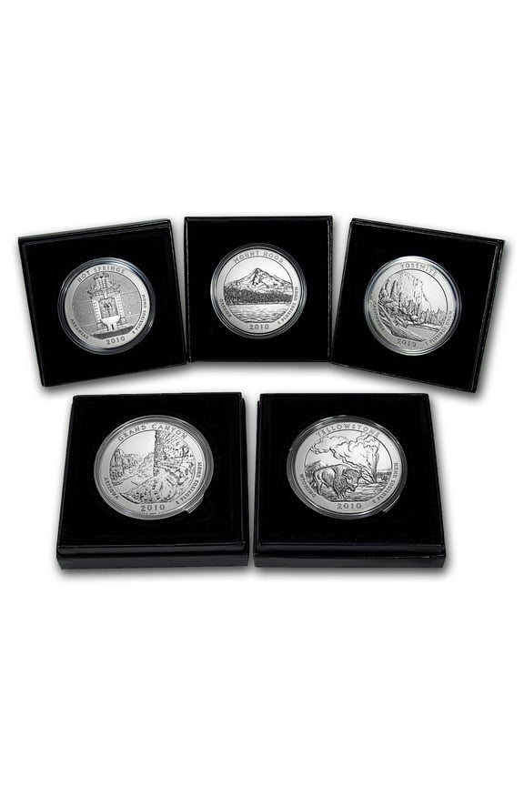 2010-P 5-Coin 5 oz Silver Burnished ATB Set (w/Box & COA)