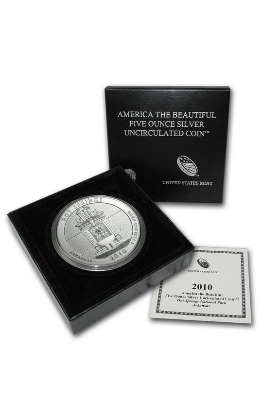 2010-P 5 oz Silver ATB Hot Springs (w/Box & COA)