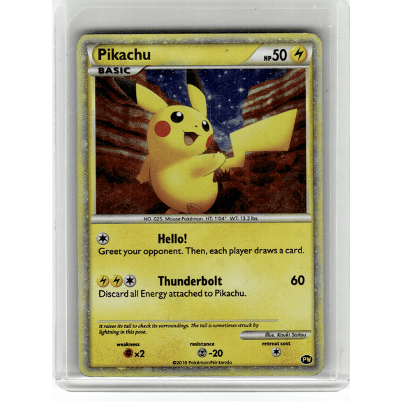 2010 Pokemon Pikachu #PW Pikachu World Collection Holo Trading Card MP English Back