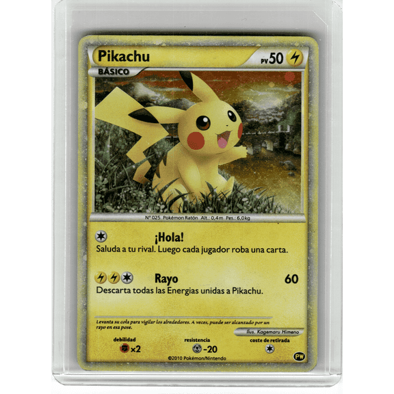 2010 Pokemon Pikachu World Collection Holo Rare Pikachu Spanish MP English Back