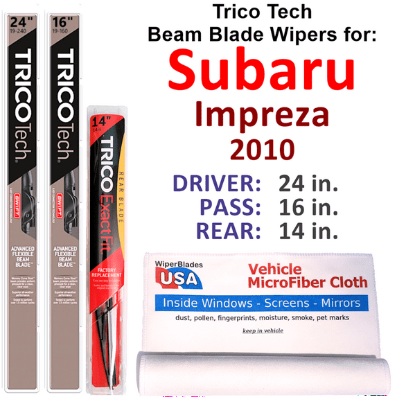2010 Subaru Impreza Beam Blade Wipers (Set of 3) w/Rear Wiper