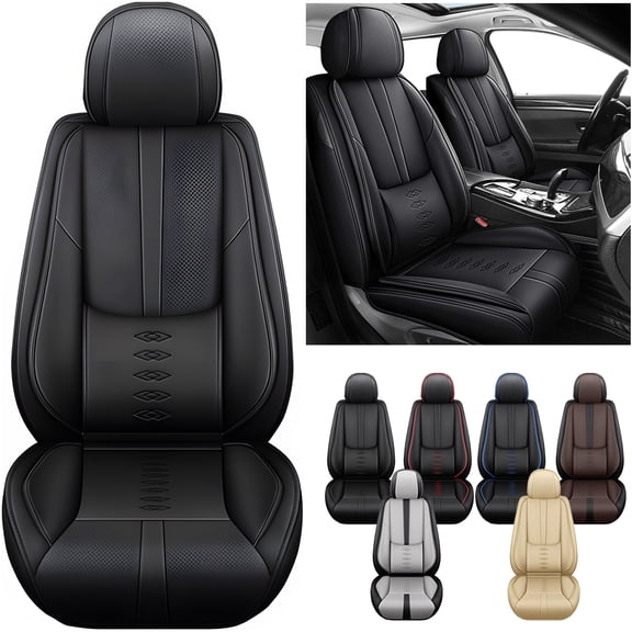 2010 for TOYOTA VENZA Seat Cover, Black Car Seat Covers, Faux Leather Two-piece set With Lumbar Support Beautify Interior, Beautify the Interior of Old Cars