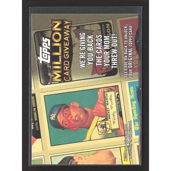 2010 Topps Million Card Giveaway Mickey Mantle TMC-15 New York Yankees Baseball Card