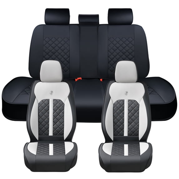 2010 for Toyota Corolla Seat Cover, Waterproof Leather 5 Piece Full Set Easy to Clean and Install Beautify Interior, Black and Gray Car Seat Covers, Beautify the Interior of Old Cars