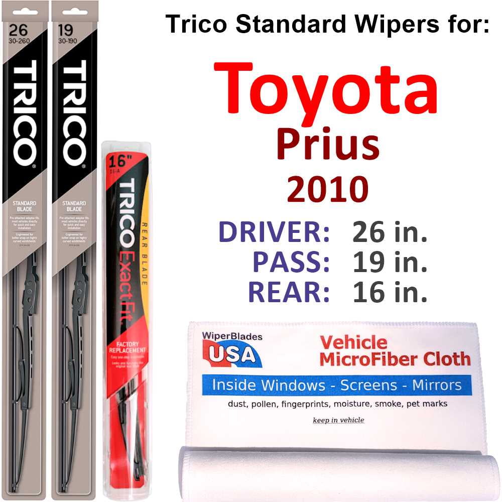 2010 Toyota Prius Wiper Blades Set of 3 w Rear Wiper
