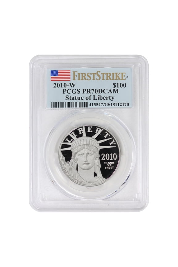2010-W $100 Platinum Eagle PCGS PR70 Deep Cameo First Strike Flag Label U.S. Mint Coin