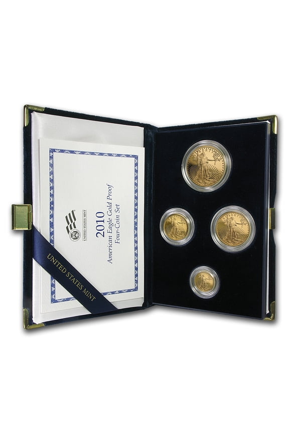 2010-W 4-Coin Proof American Gold Eagle Set (w/Box & COA)
