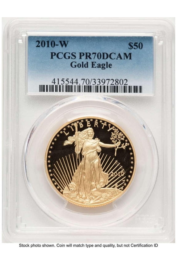 2010-W $50 1 oz American Gold Eagle Coin PCGS MS70 - HAT782567013