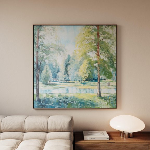 2010S Berlin Germany Panorama Park Art Light Green Blue White Abstract Landscape Fauvism Style Vintage Gallery Aesthetic, Unframed Paper Print