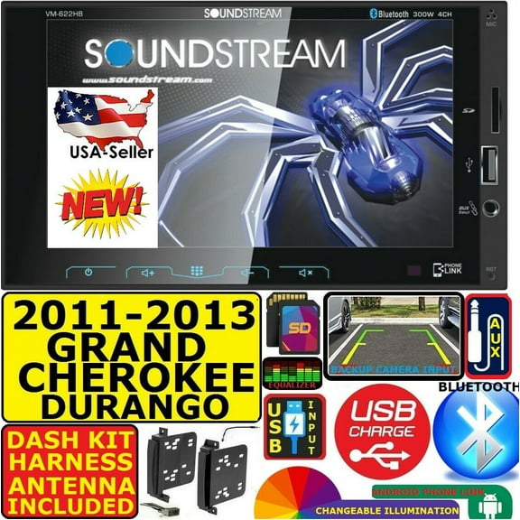 2011-2013 GRAND CHEROKEE & DURANGO BLUETOOTH TOUCHSCREEN CAR RADIO STEREO PKG