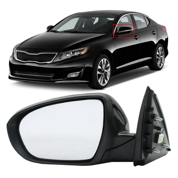 2011-2013, , Optima, left side mirror, American version, 5 pins, paint black, mirror adjustment, with LED turn , manual folding, left