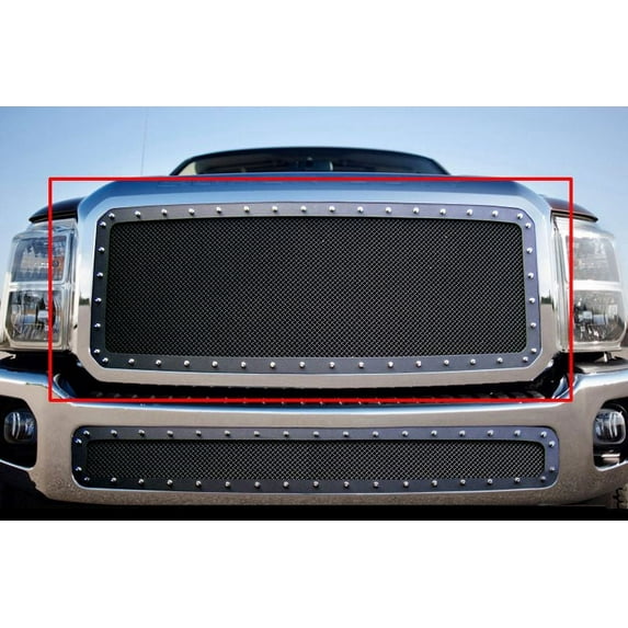 2011-2016 Ford F-250 SD /2011-2016 Ford F-350 SD /2011-2016 Ford F-450 SD /2011-2016 Ford F-550 SD Stainless Steel Black Main Upper Wire Mesh Rivet Grille