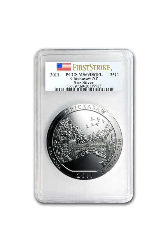 2011 5 oz Silver ATB Chickasaw MS-69 DMPL PCGS (FirstStrike)