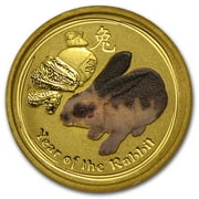 2011 Australia 1/20 oz Gold Lunar Rabbit BU SII, Colorized