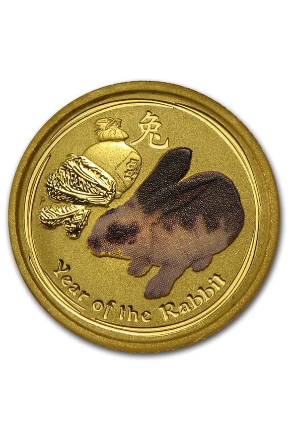 2011 Australia 1/20 oz Gold Lunar Rabbit BU (SII, Colorized)
