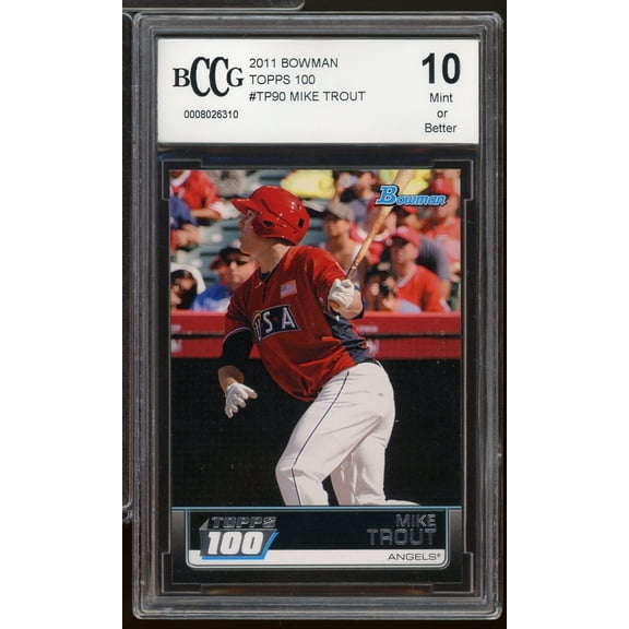 2011 Bowman Topps 100 #TP90 Mike Trout Rookie Card BGS BCCG 10 Mint+