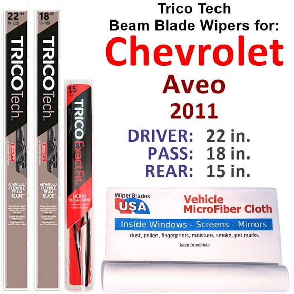 2011 Chevrolet Aveo Beam Blade Wipers (Set of 3) w/Rear Wiper