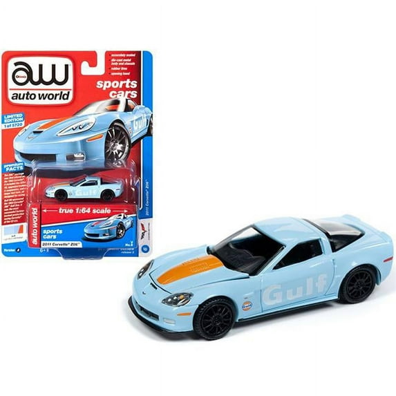 2011 Chevrolet Corvette Z06 "Gulf Oil" Light Blue Limited Edition to 5,720 pieces 1/64 Diecast Model Car by Autoworld