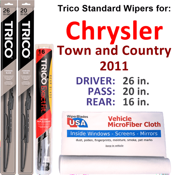 2011 Chrysler Town and Country Wiper Blades (Set of 3) w/Rear Wiper