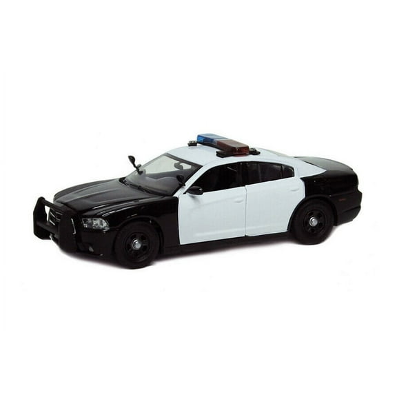 2011 Dodge Charger Pursuit Unmarked w/ Lights & Sounds, Black and White - Motor Max 79533 - 1/24 scale Diecast Model Toy Car
