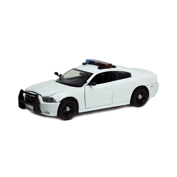 2011 Dodge Charger Pursuit Unmarked w/ Lights & Sounds, White - Motor Max 79532 - 1/24 scale Diecast Model Toy Car