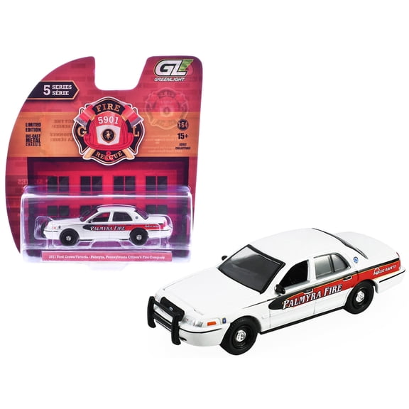 2011 Ford Crown Victoria "Palmyra, Pennsylvania Citizen's Fire Company" White with Graphics 1/64 Diecast Model Car by Greenlight