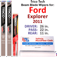 thumbnail image 1 of 2011 Ford Explorer Beam Blade Wipers (Set of 3) w/Rear Wiper, 1 of 3