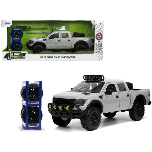 2011 Ford F-150 SVT Raptor Pickup Truck Light Gray with Extra Wheels "Just Trucks" Series 1/24 Diecast Model Car by Jada