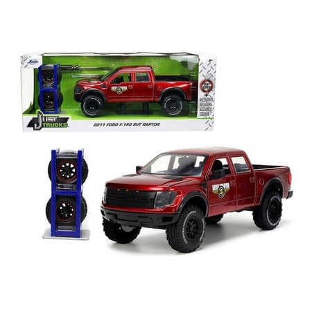 2011 Ford F-150 SVT Raptor w/Extra Wheels, Candy Red - Jada Toys 33854 - 1/24 scale Diecast Car