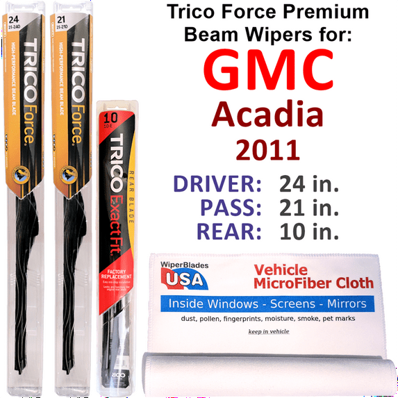 2011 GMC Acadia Performance Beam Wipers (Set of 3) w/Rear Wiper
