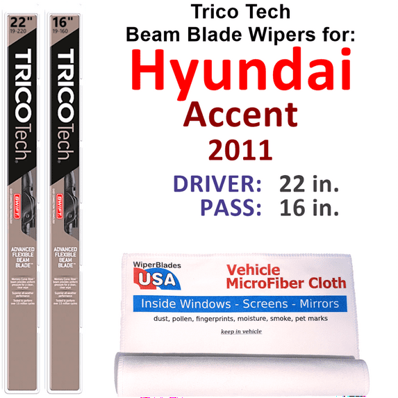 2011 Hyundai Accent Beam Blade Wipers (Set of 2)